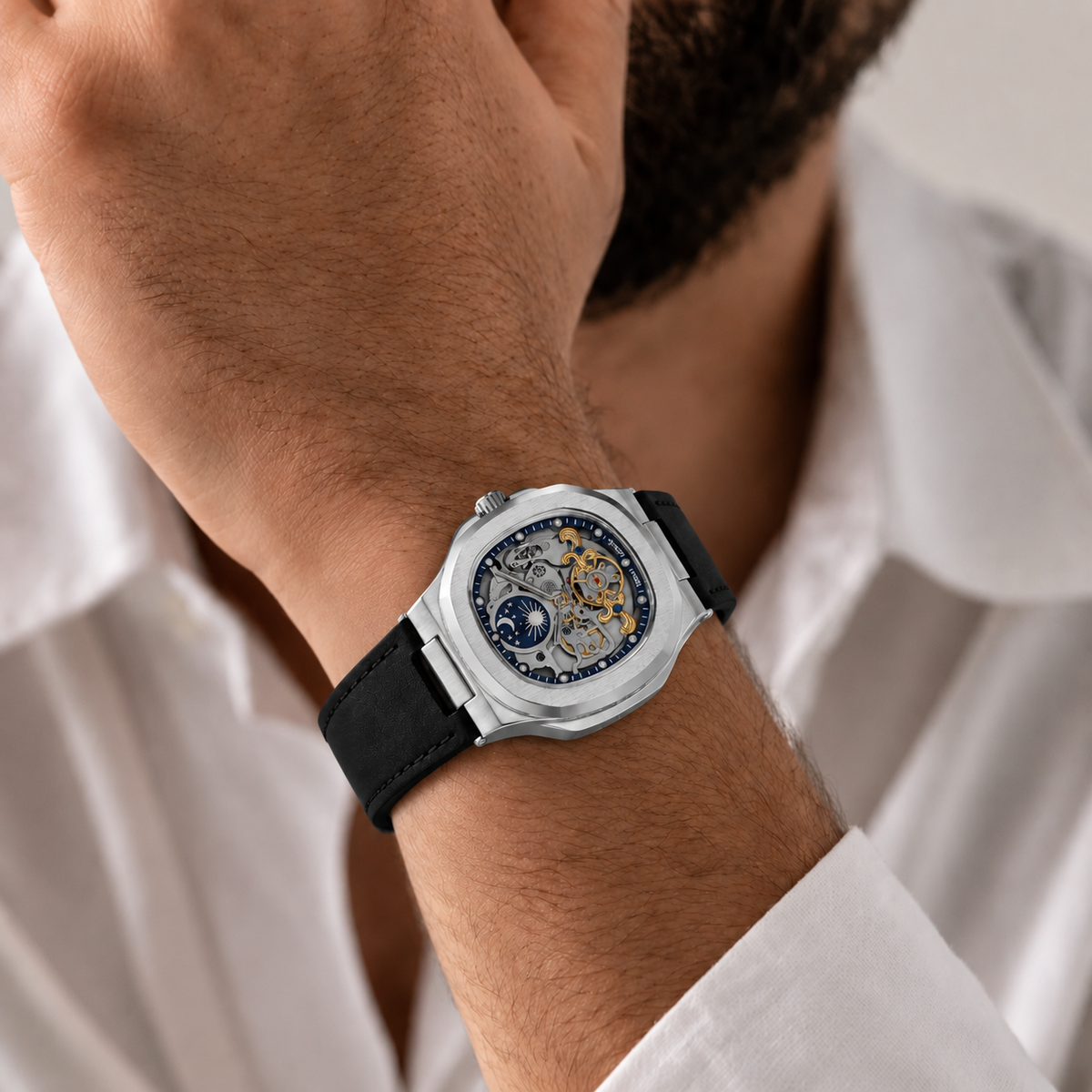 Velmont Eclipse Black – Men's Automatic Black Skeleton Watch with Sapphire Crystal