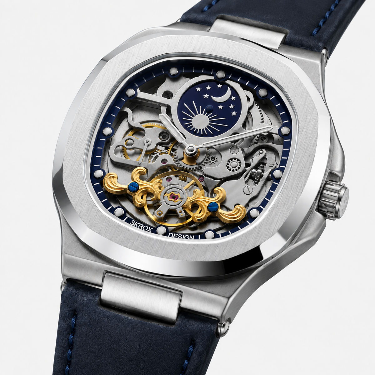 Velmont Eclipse Blue – Men's Automatic Blue Skeleton Watch with Sapphire Crystal