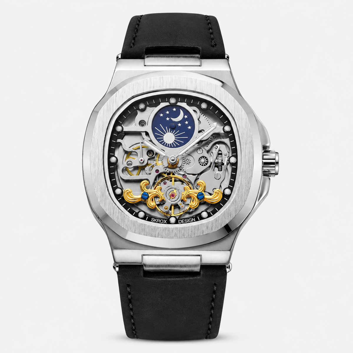 Velmont Eclipse Black – Men's Automatic Black Skeleton Watch with Sapphire Crystal