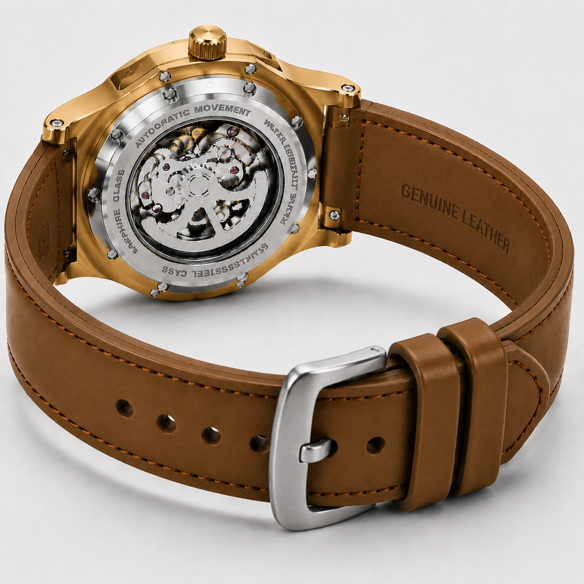 Velmont Eclipse Gold – Men's Automatic Gold Skeleton Watch with Sapphire Crystal