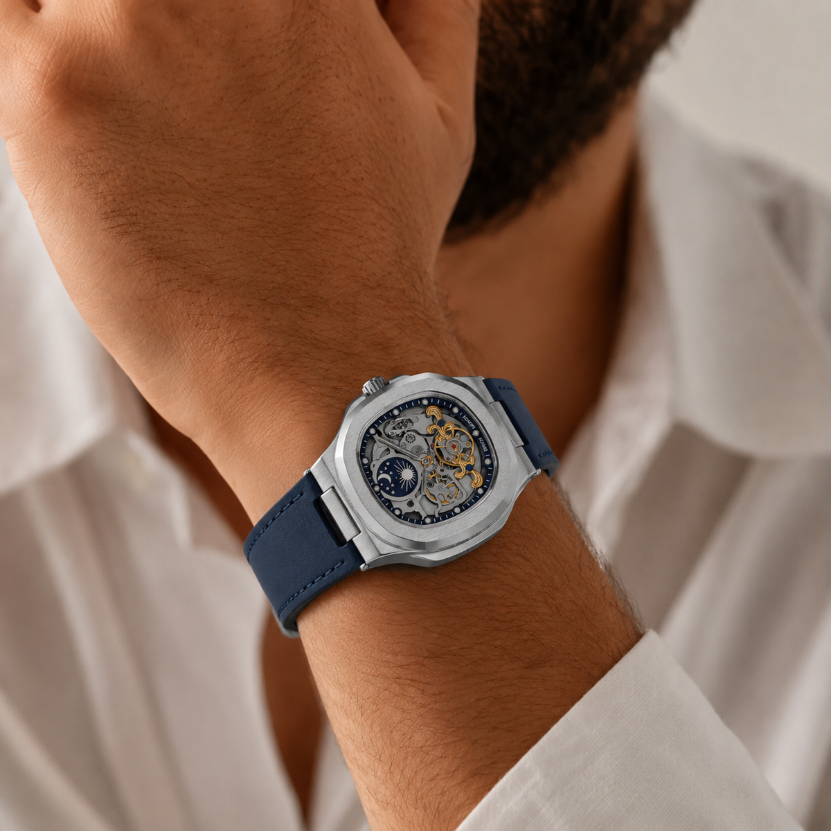 Velmont Eclipse Blue – Men's Automatic Blue Skeleton Watch with Sapphire Crystal