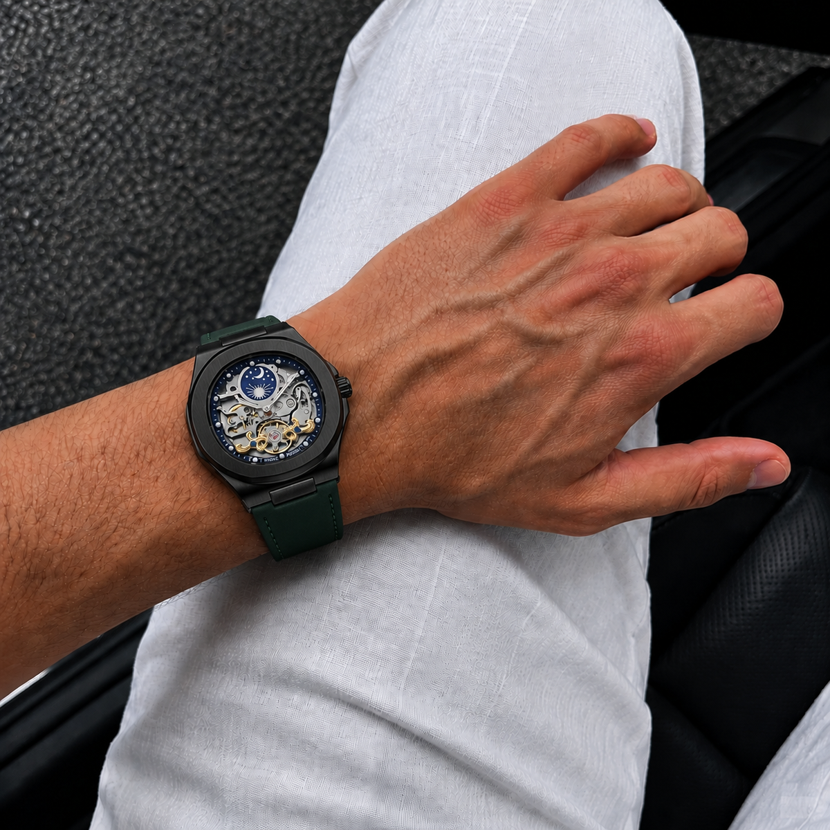 Velmont Eclipse Green – Men's Automatic Green Skeleton Watch with Sapphire Crystal