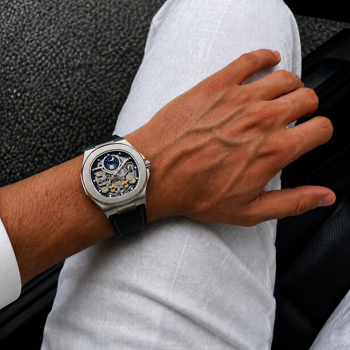 Velmont Eclipse Black – Men's Automatic Black Skeleton Watch with Sapphire Crystal