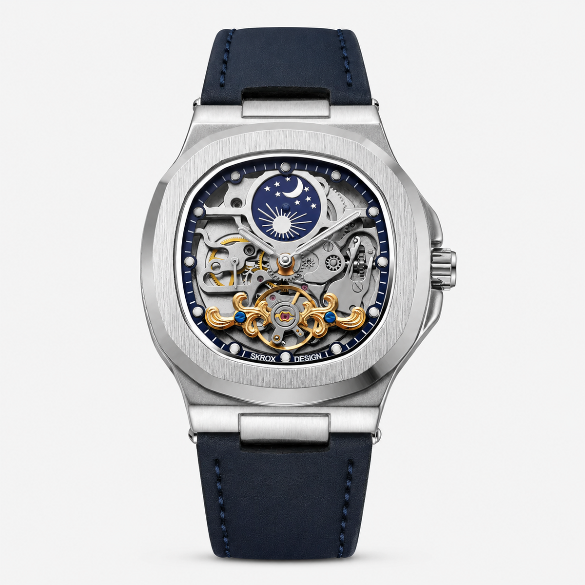 Velmont Eclipse Blue – Men's Automatic Blue Skeleton Watch with Sapphire Crystal