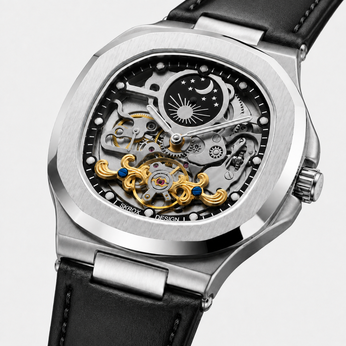 Velmont Eclipse Black – Men's Automatic Black Skeleton Watch with Sapphire Crystal